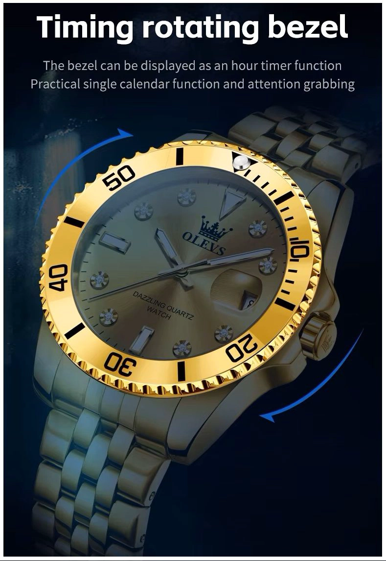 RELOJ DE PULSERA DORADO PARA HOMBRE DISEÑO DEPORTIVO DE LUJO - 6