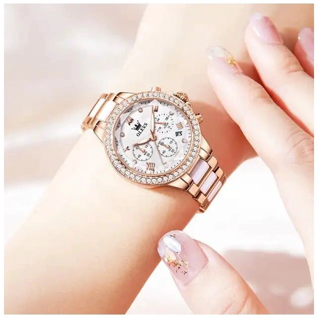 RELOJ DE MUJER MULTIFUNCIONAL CORREA DE ACERO INOXIDABLE CON CERAMICA - 6