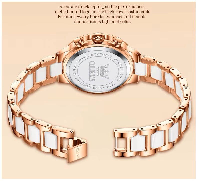 RELOJ DE MUJER MULTIFUNCIONAL CORREA DE ACERO INOXIDABLE CON CERAMICA - 7