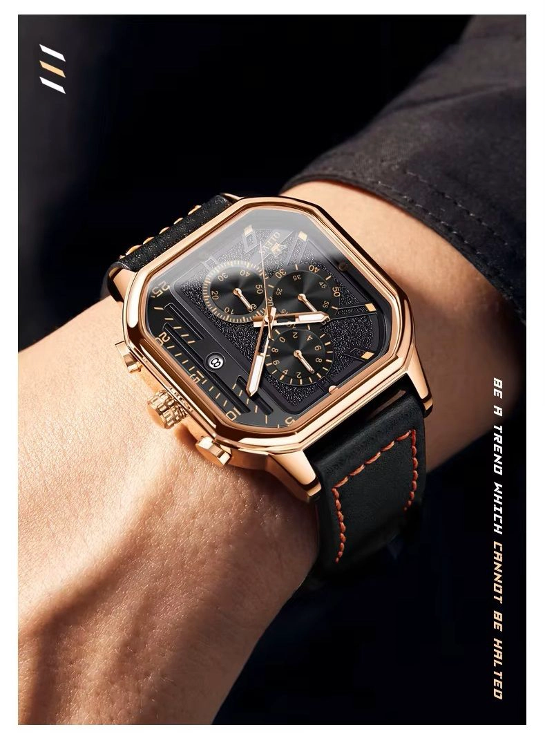 RELOJ DE HOMBRE CUADRADO DE LUJO REUNIONES NEGOCIOS Y SOCIALES - 2
