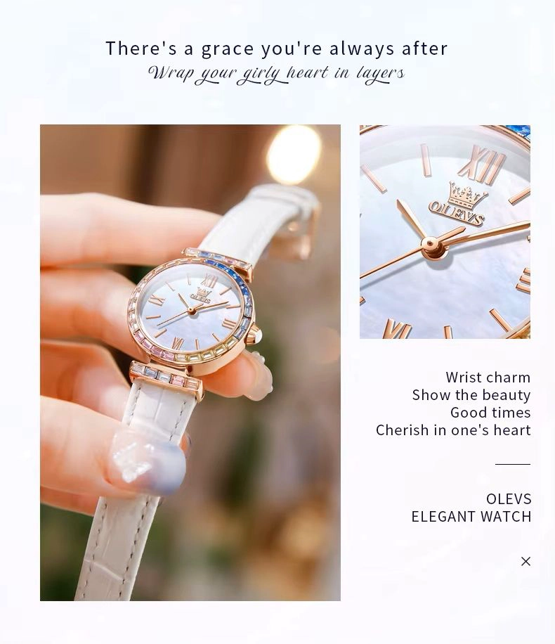 RELOJ DE MUJER DISEÑO LUJO CON CORREA DE CUERO Y CRISTALES MULTICOLOR - 1