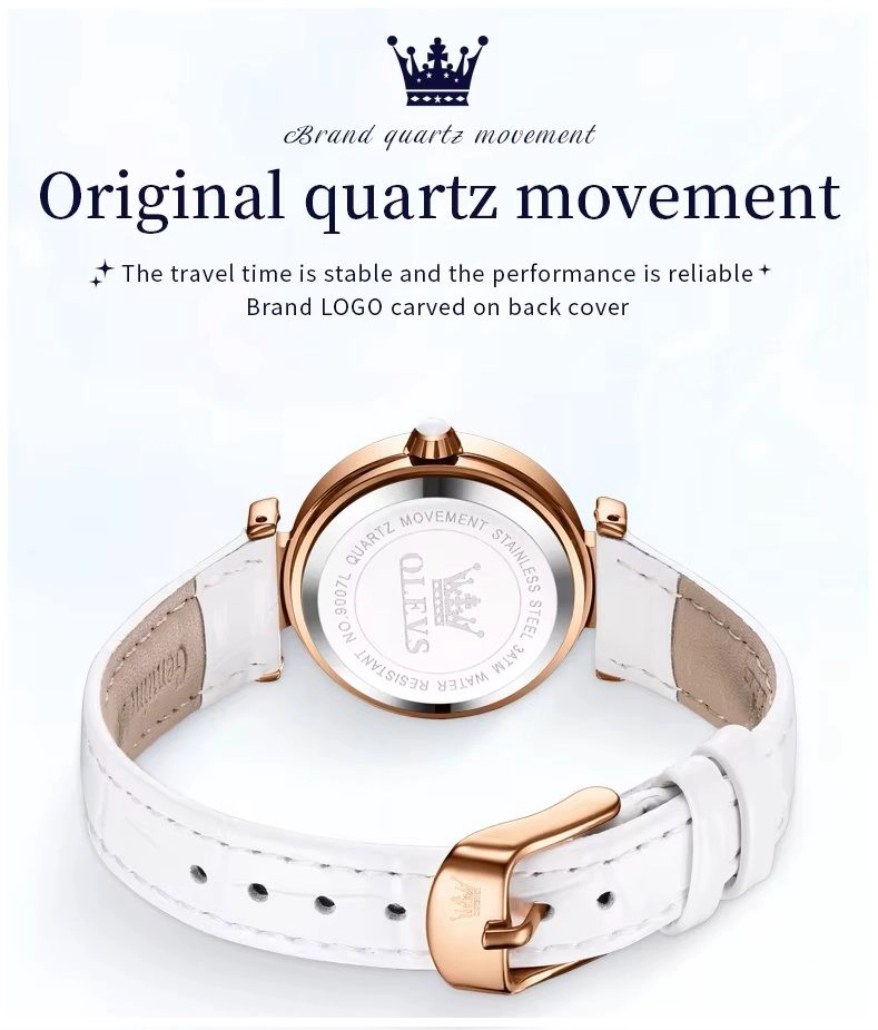 RELOJ DE MUJER DISEÑO LUJO CON CORREA DE CUERO Y CRISTALES MULTICOLOR - 4