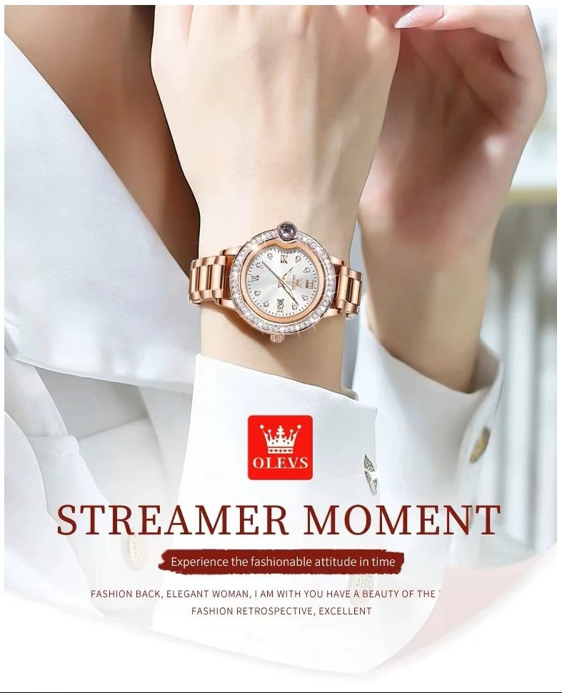 RELOJ DE PULSERA DE LUJO PARA MUJER CON INCRUSTACIONES BRILLANTES - 1