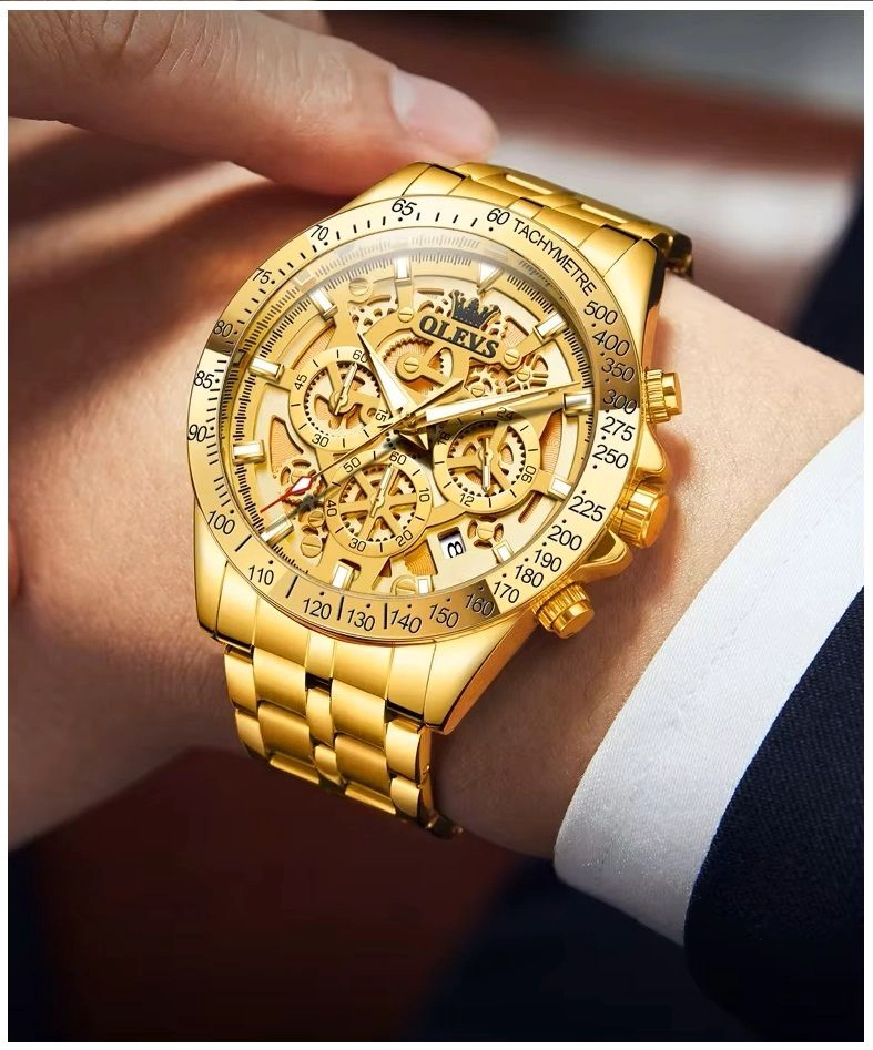 RELOJ DE PULSERA HOMBRE ELEGANTE CLASICO DE LUJO ACERO INOXIDABLE - 1
