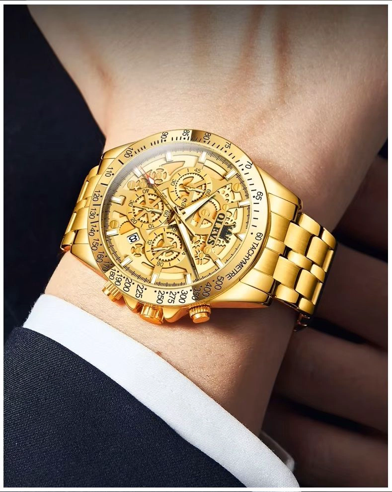 RELOJ DE PULSERA HOMBRE ELEGANTE CLASICO DE LUJO ACERO INOXIDABLE - 2