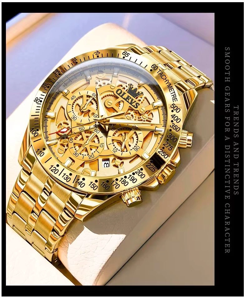 RELOJ DE PULSERA HOMBRE ELEGANTE CLASICO DE LUJO ACERO INOXIDABLE - 4