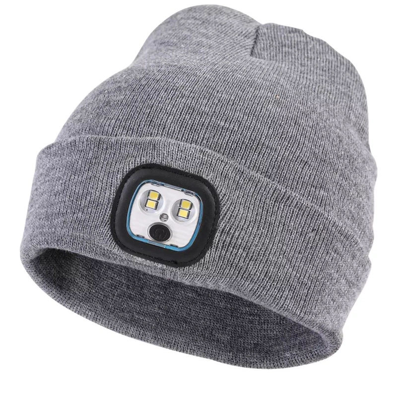 GENÉRICO CARGADOR GORRO CON LINTERNA LED 3 MODOS RECARGABLE1200MAH GRIS