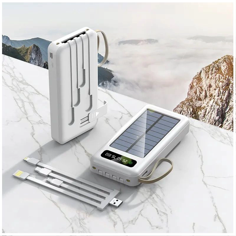 POWER BANK SOLAR 20000MAH CARGA RAPIDA PANTALLA LED CABLES INTEGRADOS - 2