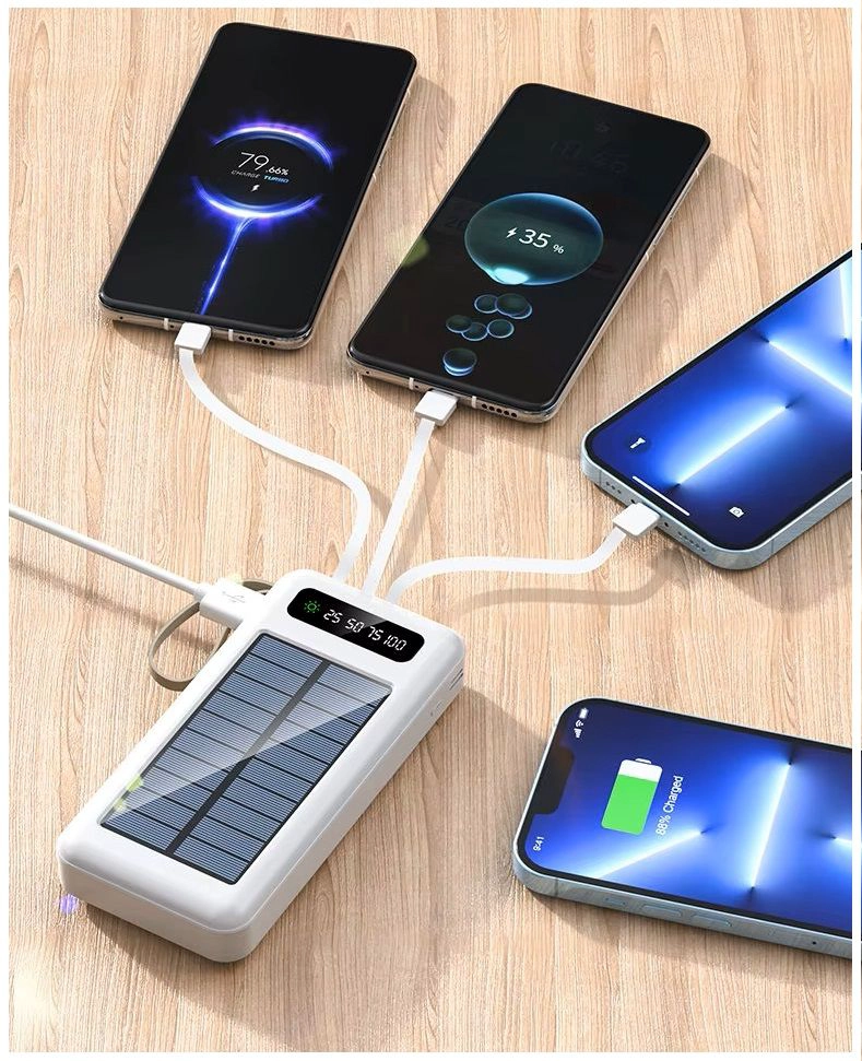 POWER BANK SOLAR 20000MAH CARGA RAPIDA PANTALLA LED CABLES INTEGRADOS - 4
