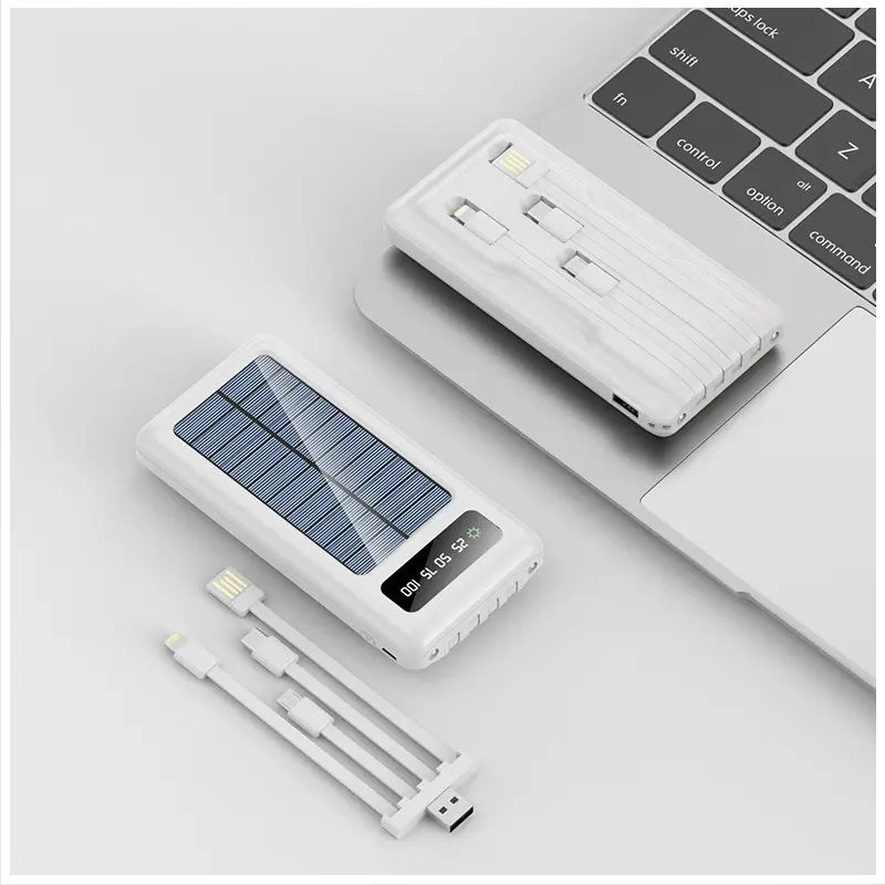 POWER BANK SOLAR 20000MAH CARGA RAPIDA PANTALLA LED CABLES INTEGRADOS - 6