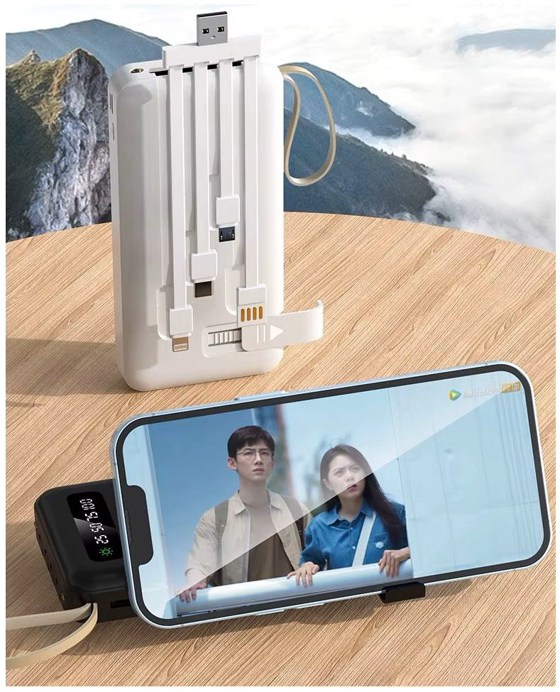 POWER BANK SOLAR 20000MAH CARGA RAPIDA PANTALLA LED CABLES INTEGRADOS - 7