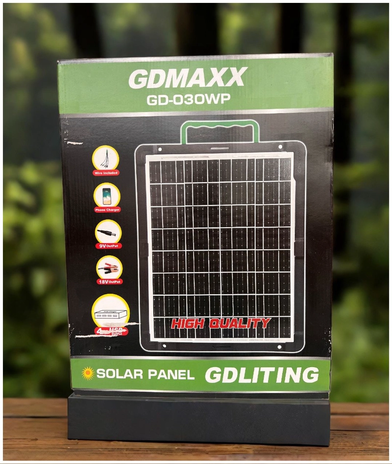 GENÉRICO PANEL SOLAR PORTATIL 30W CARGA MULTIPLE PARA SMARTPHONES LAMPARAS