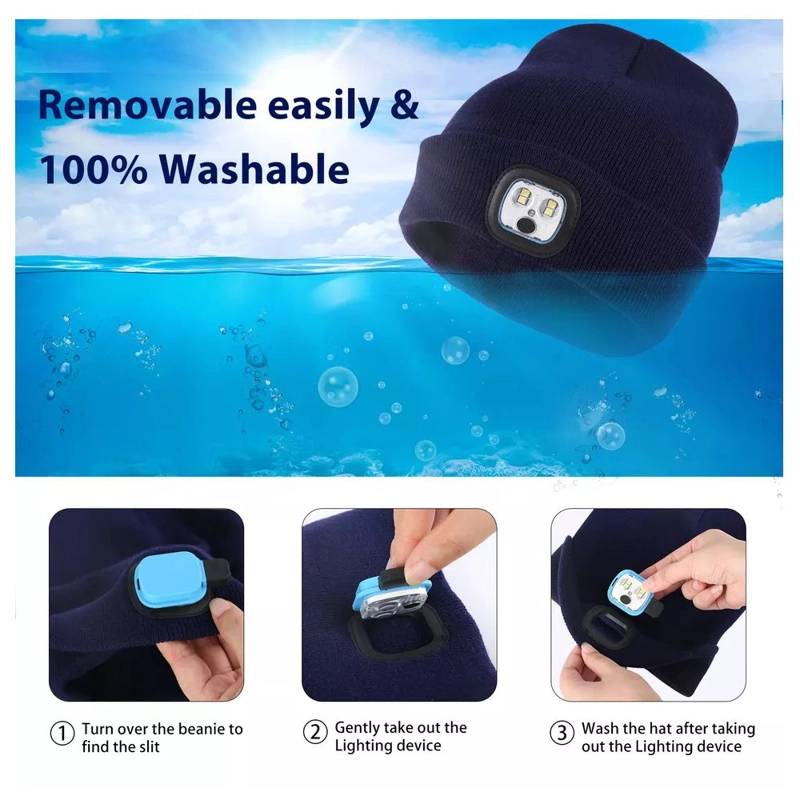 CARGADOR GORRO CON LINTERNA LED 3 MODOS RECARGABLE1200MAH AZUL - 4