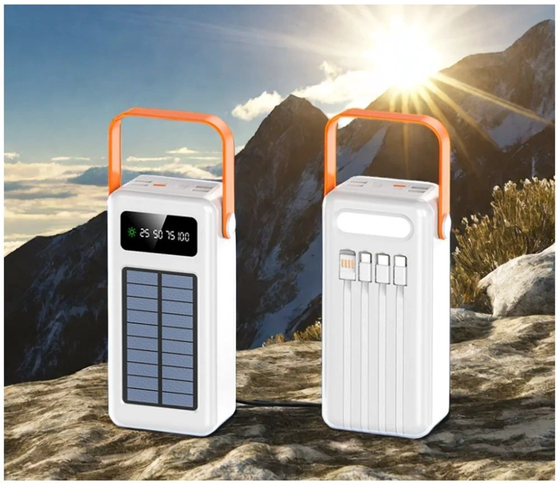 POWER BANK SOLAR 40000 MAH CARGA RAPIDA, LINTERNA Y CABLES INTEGRADOS - 8