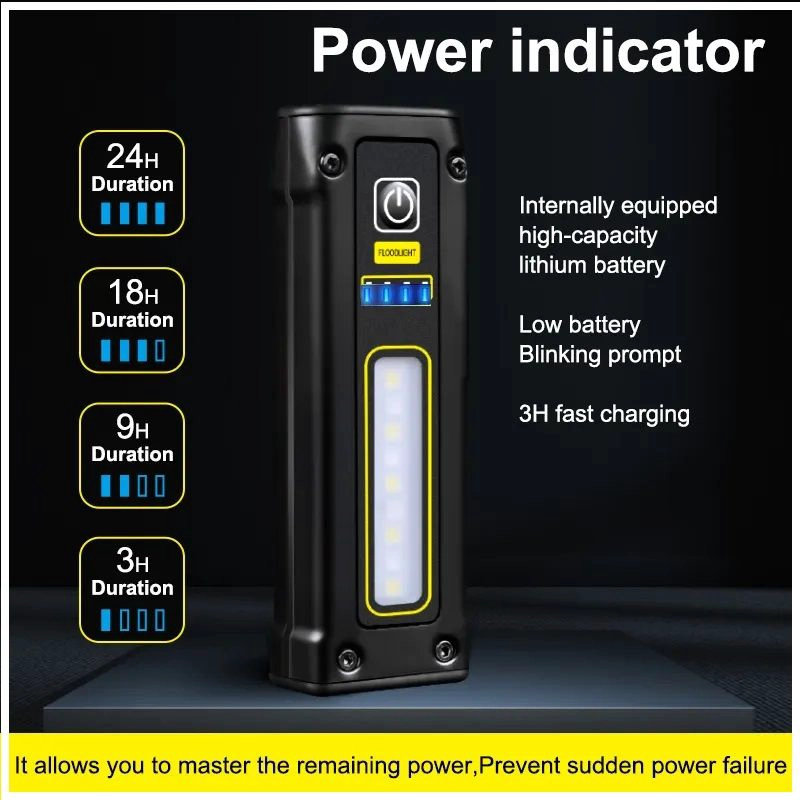 GENÉRICO LINTERNA MAGNE TICA MULTIFUNCIONAL RECARGABLE CON POWER BANK
