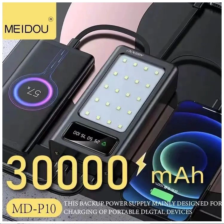 BATERIA PORTATIL POWER BANK 30000MAH CARGA RAPIDA Y LUZ LED DE EMERGENCIA 10W - 1