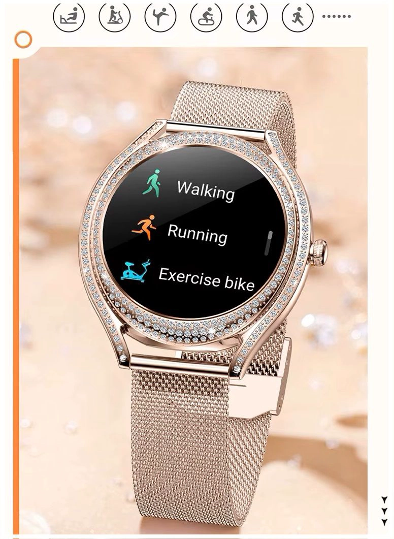 SMARTWATCH DEPORTIVO MUJER PANTALLA AMOLED 1.28 DETALLES EN DIAMANTES - 7