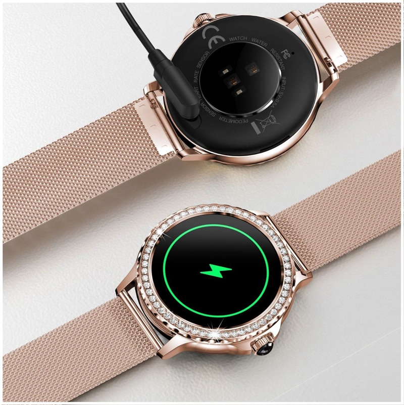 SMARTWATCH ELEGANTE MUJER BLUETOOTH MONITOR DE SALUD MULTIDEPORTE CORREA METALICA Y CORREA SILICONA - 4