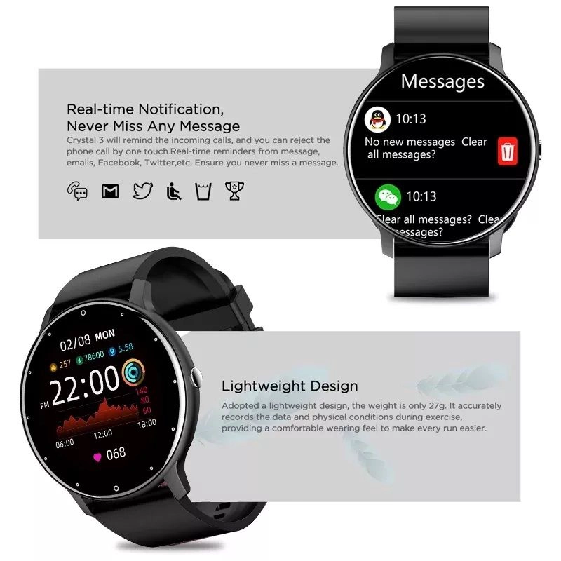 RELOJ INTELIGENTE SMARTWATCH BLUETOOTH ZL02 FITNESS - 6