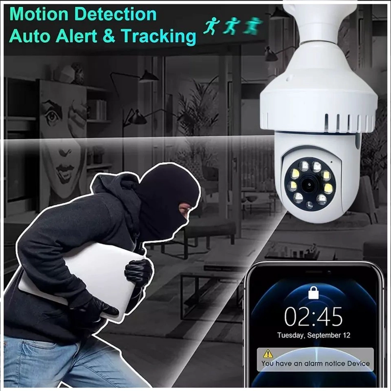 CAMARA IP 360° AMPOLLETA MOTORIZADA FULL HD DETECTOR DE HUMO ALARMA - 4