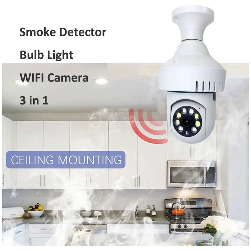 CAMARA IP 360° AMPOLLETA MOTORIZADA FULL HD DETECTOR DE HUMO ALARMA - 7