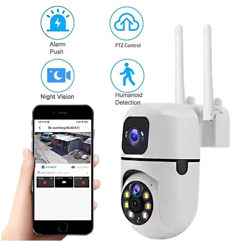 CAMARA DE SEGURIDAD WIFI CON LENTE DUAL COBERTURA COMPLETA FULL HD - 1