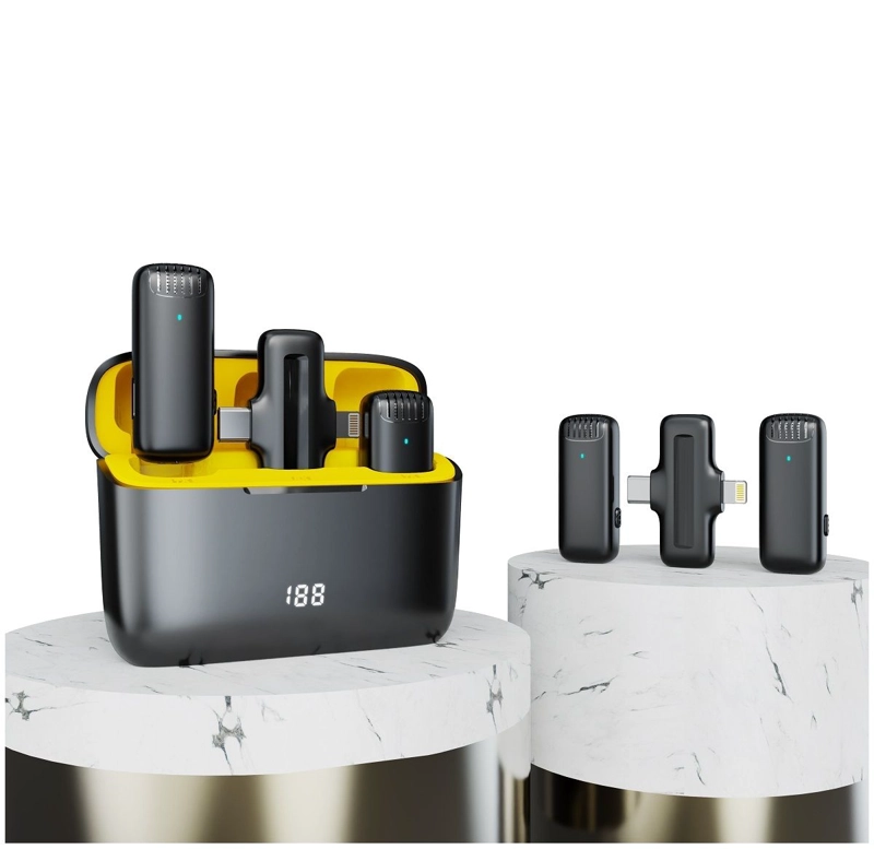 MICROFONO INALAMBRICO 2 EN 1 CON ESTUCHE DIGITAL CANCELACION DE RUIDO Y CONECTORES LIGHTNING / USB-C - 2