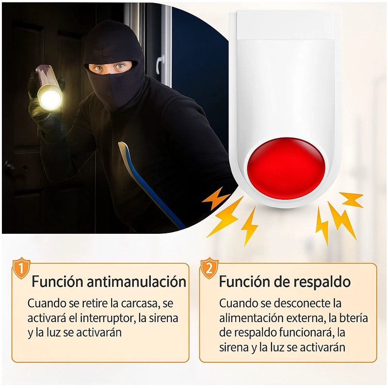SIRENA ESTROBOSCOPICA WIFI PARA EXTERIORES 110-120DB - 5