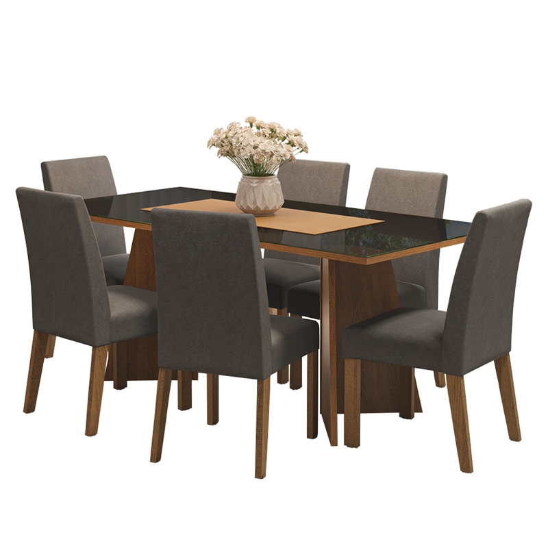 JUEGO DE COMEDOR MADESA VALERIE MARRON/NEGRO/SILVER - 2