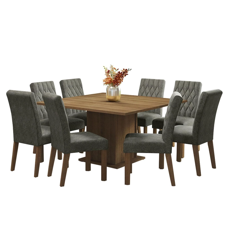 JUEGO DE COMEDOR MADESA LEILA CON 8 SILLAS MARRON/SILVER - 2
