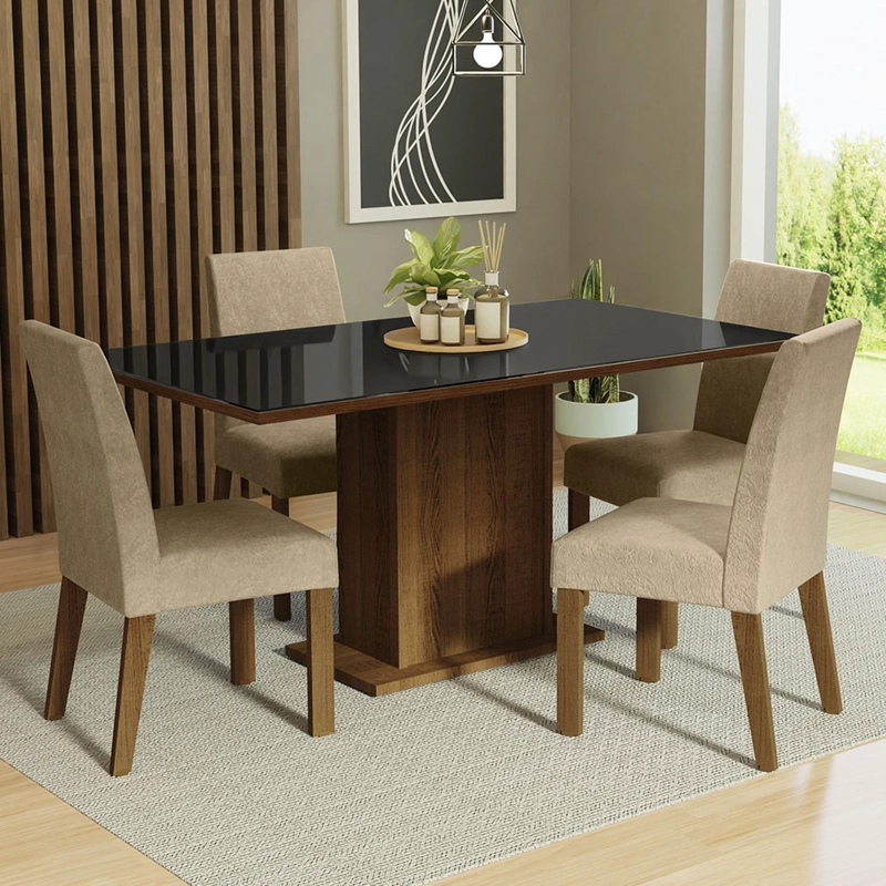 JUEGO DE COMEDOR MADESA AVRIL CON 4 SILLAS MARRON/NEGRO/IMPERIAL
