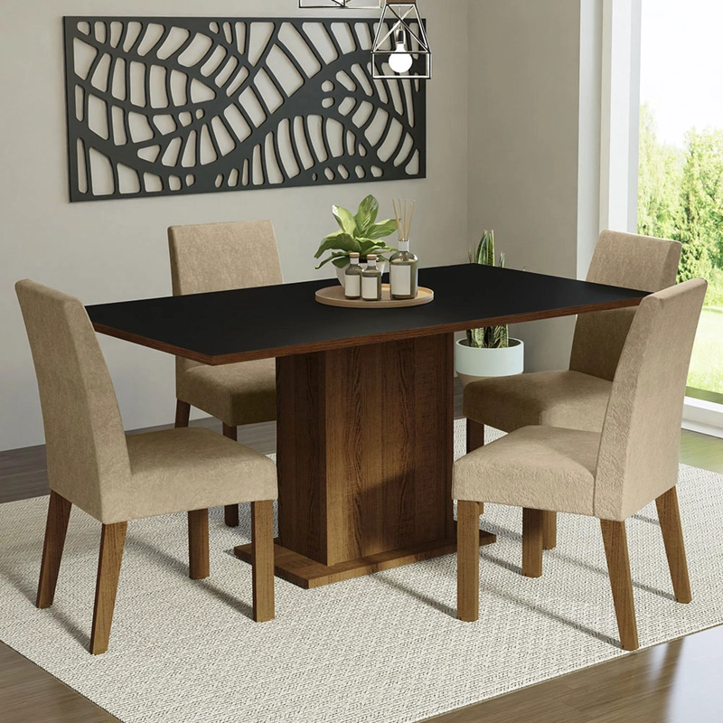 JUEGO DE COMEDOR MADESA KEILA CON 4 SILLAS MARRON/NEGRO/IMPERIAL