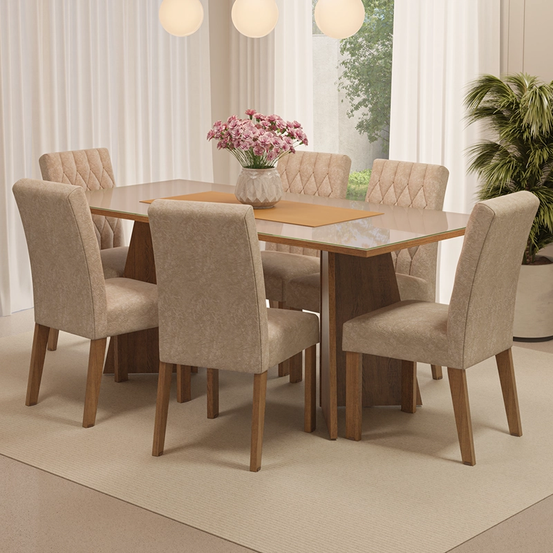 JUEGO DE COMEDOR MADESA MARISSA MARRON/CREMA/IMPERIAL - 1