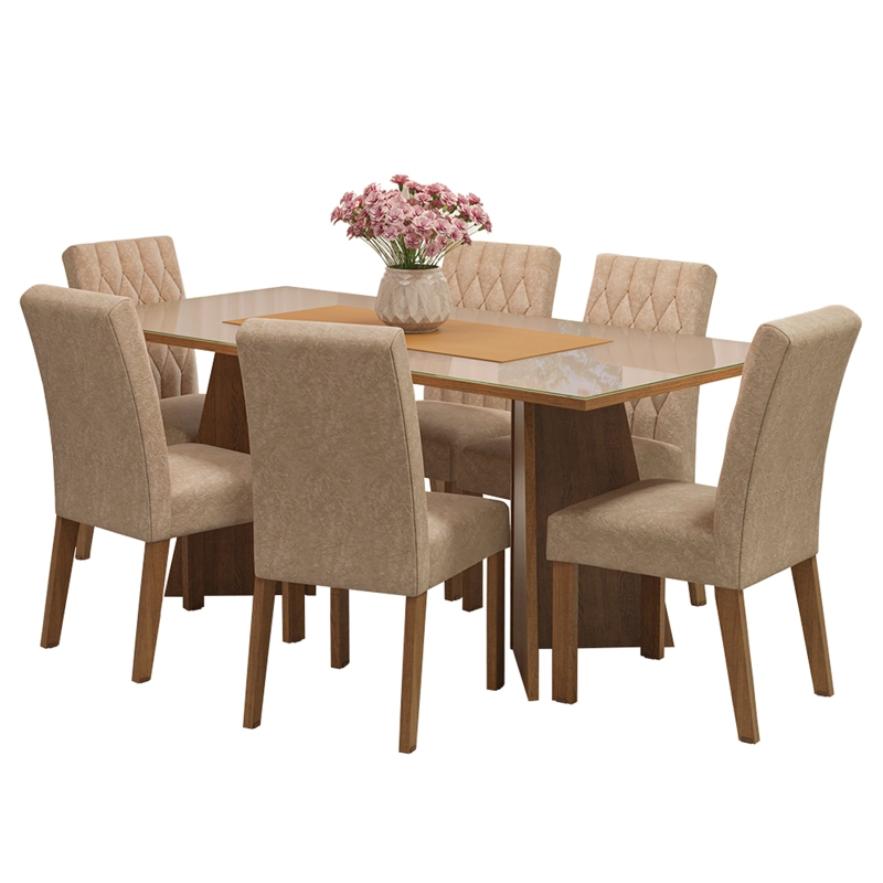 JUEGO DE COMEDOR MADESA MARISSA MARRON/CREMA/IMPERIAL - 2