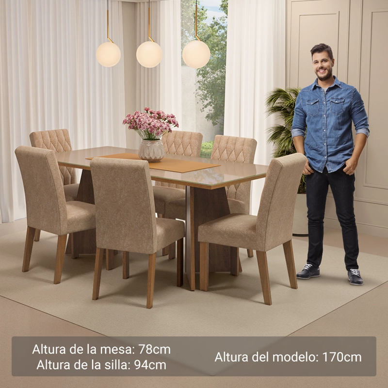 JUEGO DE COMEDOR MADESA MARISSA MARRON/CREMA/IMPERIAL - 3