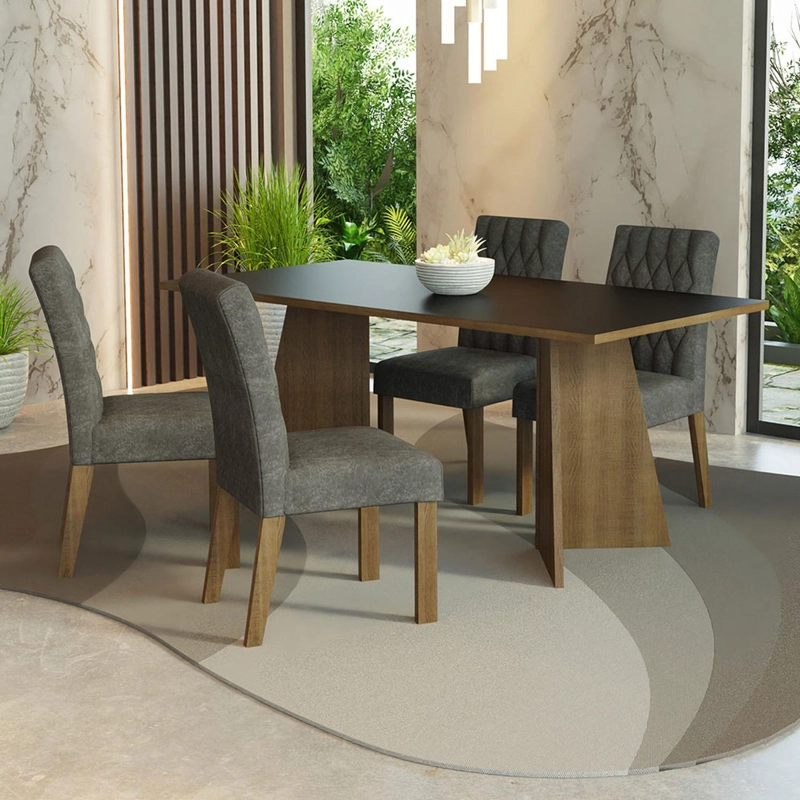 JUEGO DE COMEDOR MADESA RUBY MARRON/NEGRO/SILVER