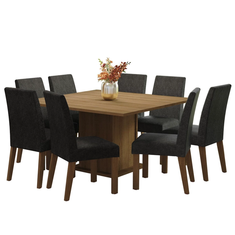 JUEGO DE COMEDOR MADESA DORIS CON 8 SILLAS MARRON/OXFORD - 1
