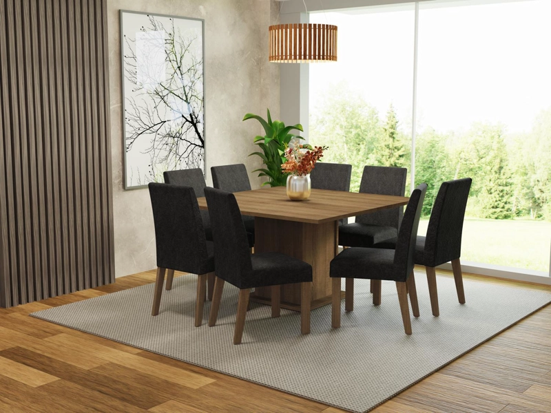 JUEGO DE COMEDOR MADESA DORIS CON 8 SILLAS MARRON/OXFORD - 9