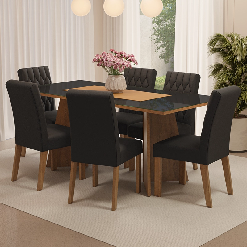 JUEGO DE COMEDOR MADESA MARISSA MARRON/NEGRO/OXFORD