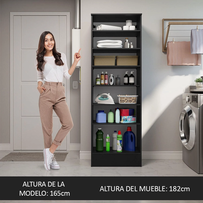 ARMARIO MULTIUSO ORGANIZADOR MADESA 1 PUERTA NEGRO - 5