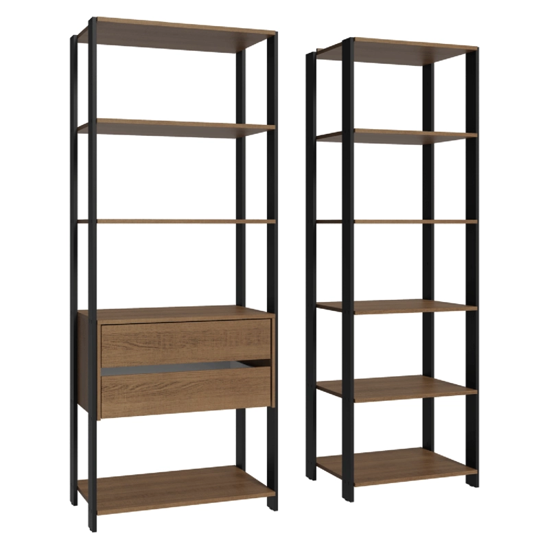ESTANTE MULTIUSO MADESA 129 CM 9 REPISAS 2 CAJONES MARRON/NEGRO - 7