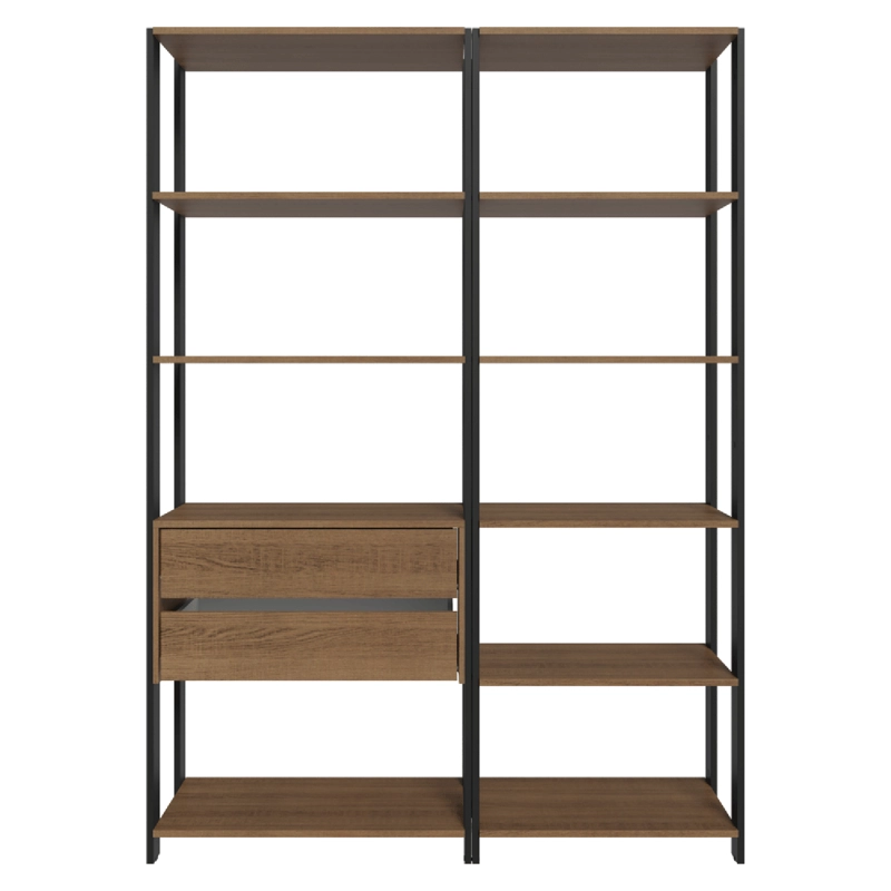 ESTANTE MULTIUSO MADESA 129 CM 9 REPISAS 2 CAJONES MARRON/NEGRO - 9
