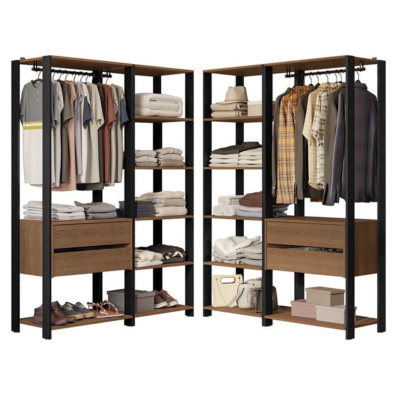 CLOSET ABIERTO MADESA VALENCIA 258 CM 4 CAJONES 04 MARRON/NEGRO - 1