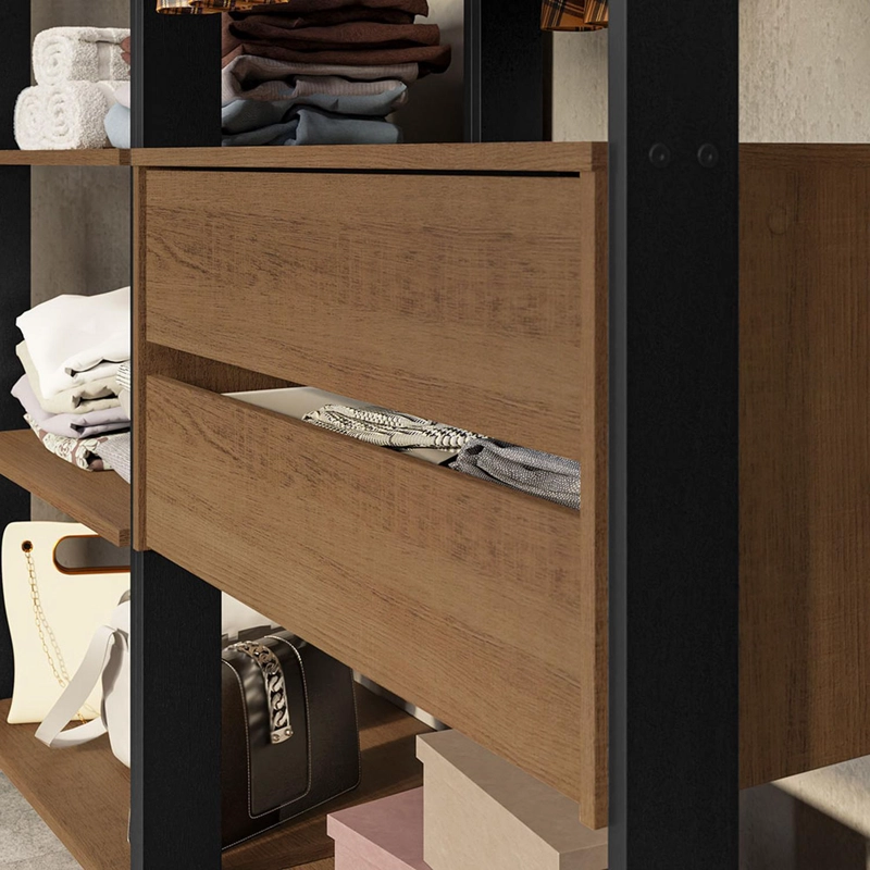 CLOSET ABIERTO MADESA VALENCIA 258 CM 4 CAJONES 04 MARRON/NEGRO - 6
