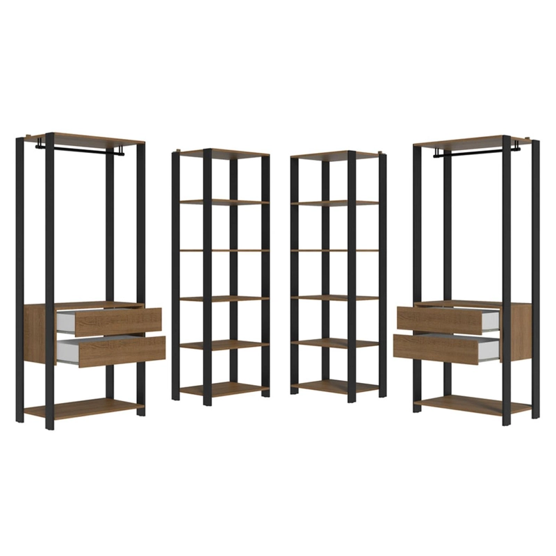 CLOSET ABIERTO MADESA VALENCIA 258 CM 4 CAJONES 04 MARRON/NEGRO - 7