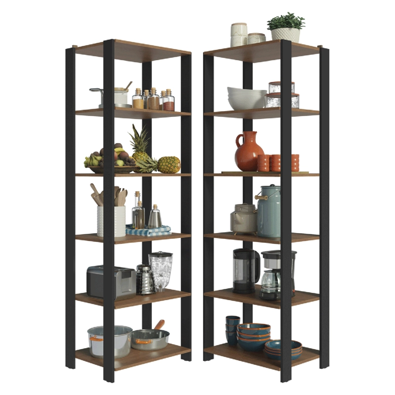 ESTANTE MULTIUSO ESQUINERO MADESA 118 CM 10 REPISAS MARRON/NEGRO - 2