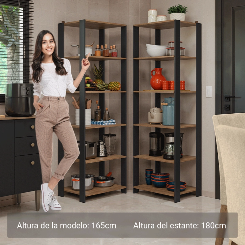 ESTANTE MULTIUSO ESQUINERO MADESA 118 CM 10 REPISAS MARRON/NEGRO - 4