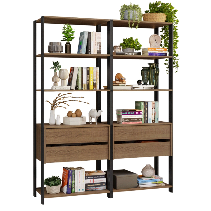ESTANTE LIBRERO MADESA 140 CM 8 REPISAS 4 CAJONES MARRON/NEGRO - 2