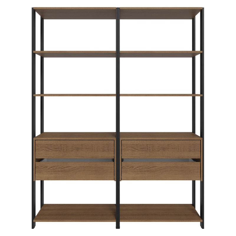 ESTANTE LIBRERO MADESA 140 CM 8 REPISAS 4 CAJONES MARRON/NEGRO - 6