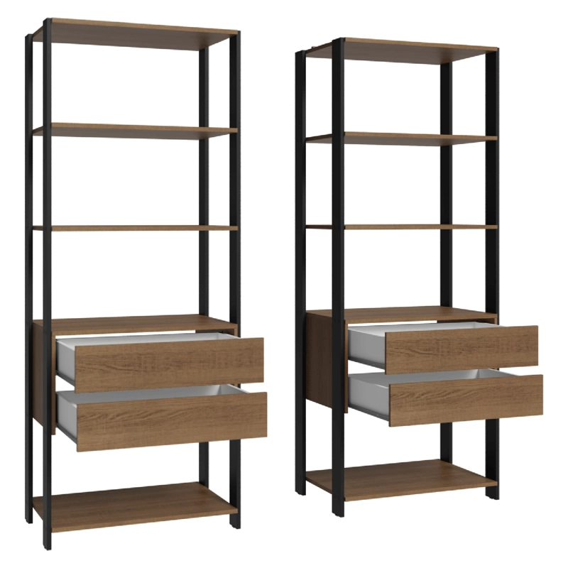 ESTANTE LIBRERO MADESA 140 CM 8 REPISAS 4 CAJONES MARRON/NEGRO - 7